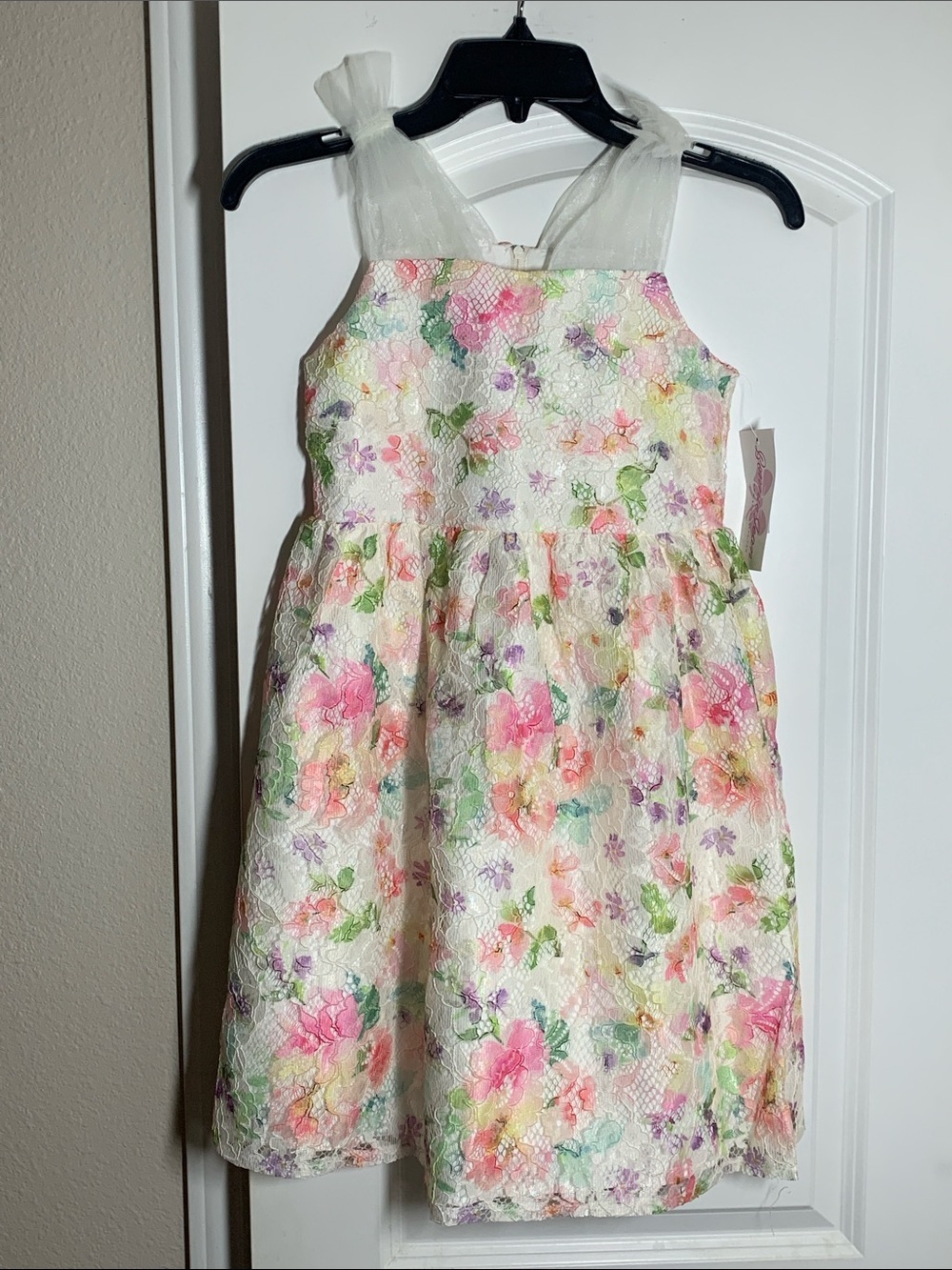 NWT Bonnie Jean Tulle Strap Floral Dress